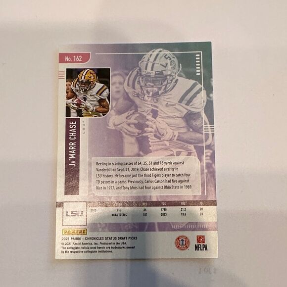 Panini Trading Card with Silver and Purple Accents of ja’Marr Chase mint - Picture 3 of 3